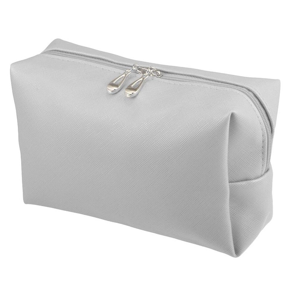 1 Pcs Travel Waterproof PU Leather Makeup Bag S Size Silver Tone